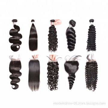 wholesale high quality straight / body / water / curly wave raw unprocessed virgin brazilian human hair hundles